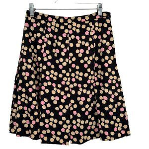 J.Crew Womens Silk  Lined Skirt Size 4 Black  Pink & Beige Polka Dot  aline